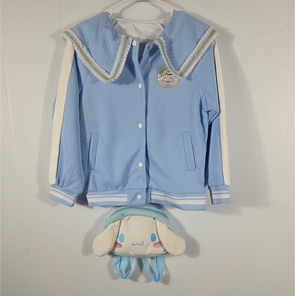 Kids Blue Sanrio Cinnamoroll Bomber Jacket Sailor Collar Lond Sleeves an a Bag - Picture 11 of 13